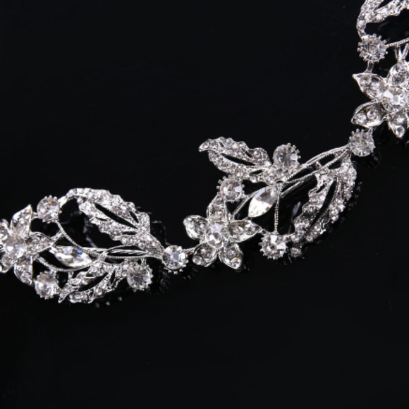 Crystal Tiara Headband Leaf Headpiece Vine bridal - Picture 4 of 8